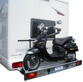 Motorradträger 120 kg für Wohnmobile mit Leuchtenträger und Auffahrschiene